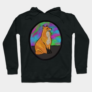 Oval Fox and Northern Lights Hoodie